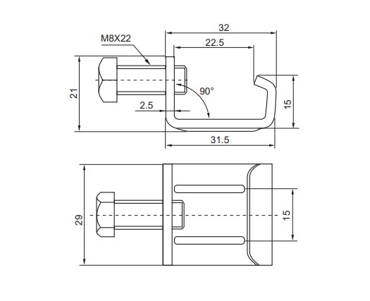 Dimension of Corner Clamps