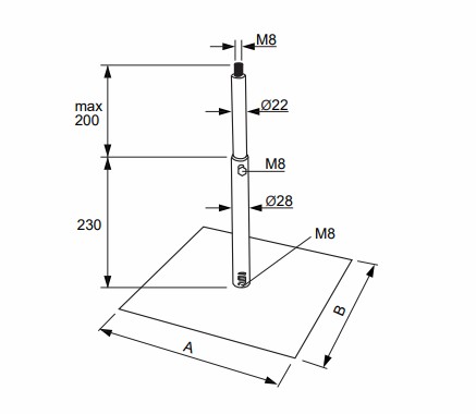 Dimension of Pied Support Terrasse (SDS)