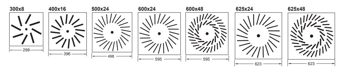 Dimension of Swirl Diffuser (SD-CA)