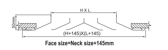 Dimension of Welded Type 4-way Diffuser (SD-W)